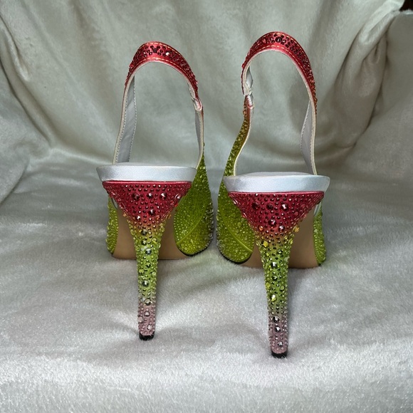 ⭐️🆕⭐️ Karl Lagerfeld “Chalina” Rhinestone Multi-Colored Ombré Slingback Pumps - Picture 9 of 10